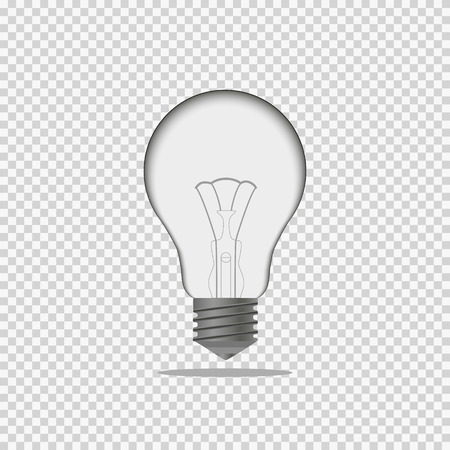 Transparent vector realistic light bulb isolated on plaid background.のイラスト素材