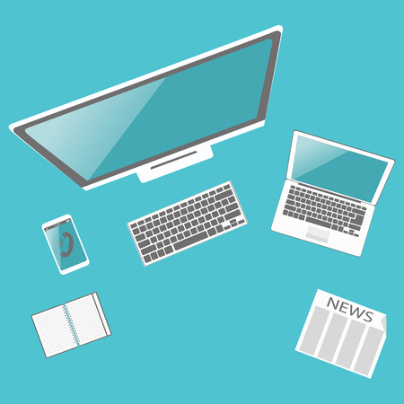 Office desk. Top view for web designのイラスト素材