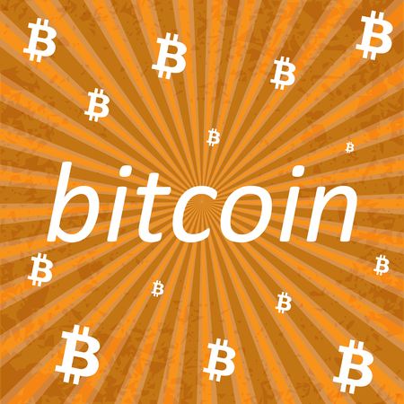 Bitcoin Cripto currency blockchain. Bitcoin flat logo on orange background. Bitcoin vector sticker for web designのイラスト素材