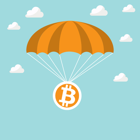 Parachute and bitcoin logo for web designのイラスト素材