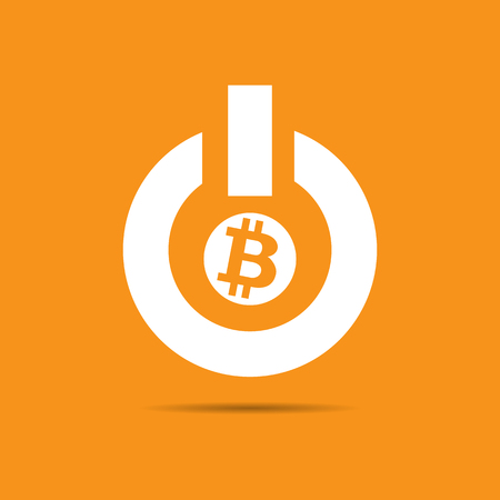 Power on off and bitcoin logoのイラスト素材