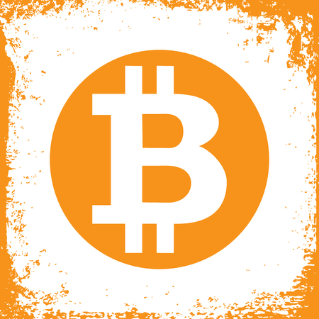 Bitcoin Cripto currency blockchain. Bitcoin flat logo. grunge backgroundのイラスト素材