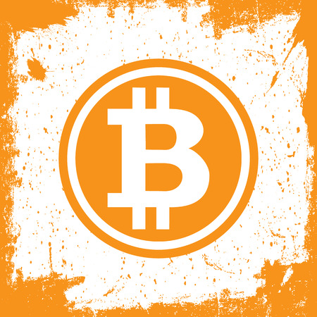 Bitcoin Cripto currency blockchain. Bitcoin flat logo. grunge backgroundのイラスト素材