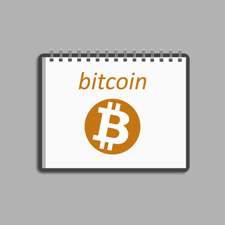 Bitcoin sign on a sheet in a notebookのイラスト素材