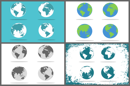 Big set of planet Earth icon. Flat planet Earth icon. Flat design vector illustration for web banner, web and mobile, infographics.のイラスト素材