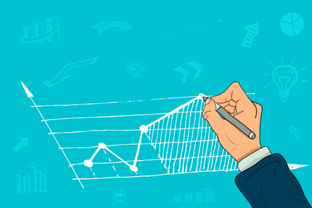 The hand of a businessman draws a growth chartのイラスト素材