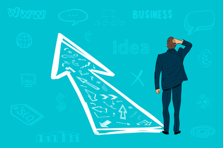Businessman chooses the right direction, concept illustration.のイラスト素材