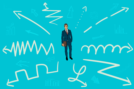 The businessman chooses the best direction for workのイラスト素材