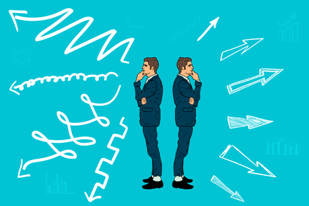 Two businessmen choose the best way for business developmentのイラスト素材