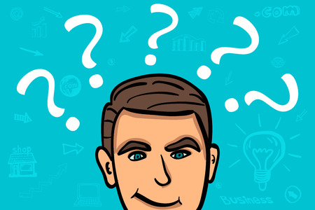 Businessman confuse and thinking cartoon character illustration.のイラスト素材