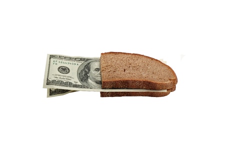 dollar sandwich isolated on white background