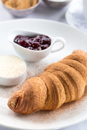 Croissant with jamの写真素材