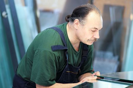 The worker, cutting has flown downの写真素材