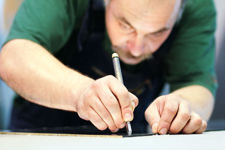 The worker,focus on a handの写真素材