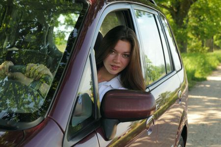 girl  in car