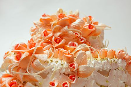 Pie with roses from marzipan