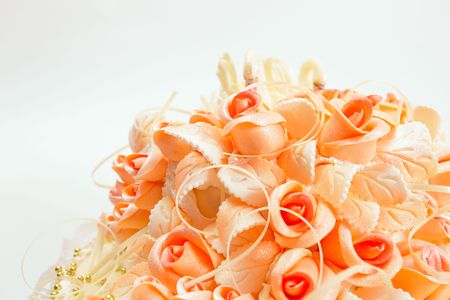 Pie with roses from marzipanの写真素材