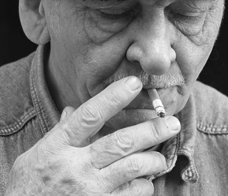 old man with  cigarette