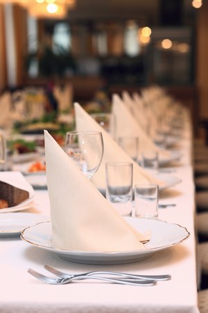 The served table,focus on a foreground.の写真素材