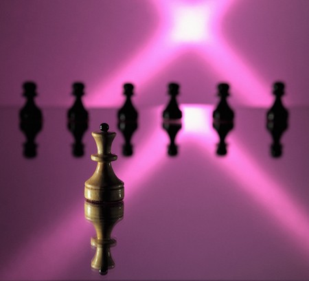 chess on a mirror tableの写真素材