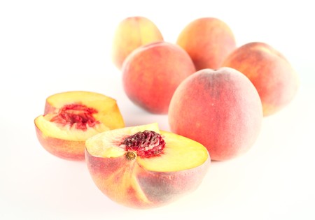peaches on a white background.の写真素材