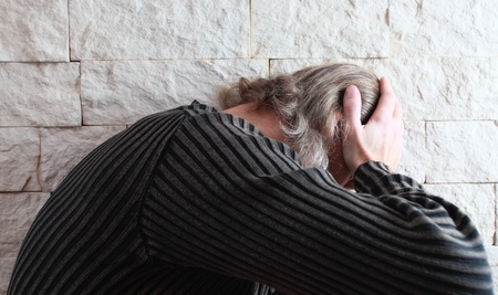 The thoughtful man anxious by problems.の写真素材