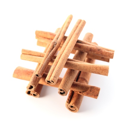 cinnamon on a white background.の写真素材