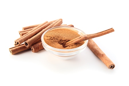 cinnamon on a white background.の写真素材
