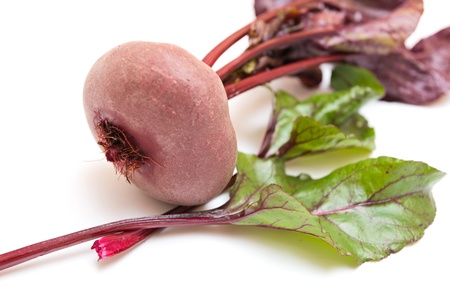 beet with leaves on a white background.