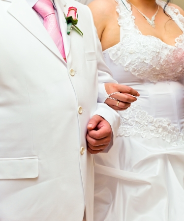 The groom and the bride in whiteの写真素材