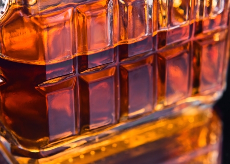 crystal whiskey decanter on a dark backgroundの写真素材