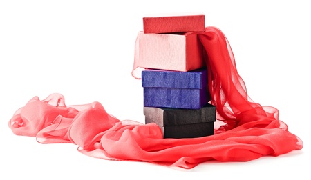 gift boxes isolated on a white backgroundの写真素材