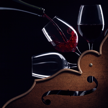 The red wine symphony , concept image on a black backgroundの写真素材