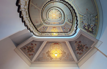Ladder in national museum of art nouveau in Riga , Latviaのeditorial素材