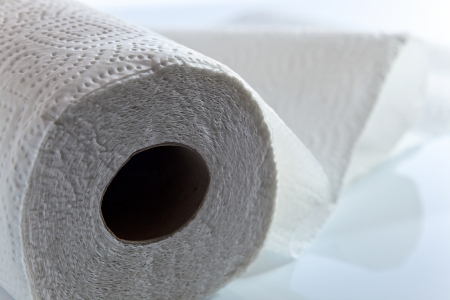 white paper towel  on  white reflectiveの写真素材