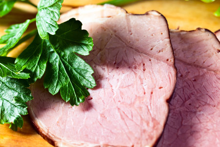 Close up of a smoked meat の写真素材