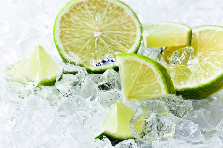 slices of lime  with ice