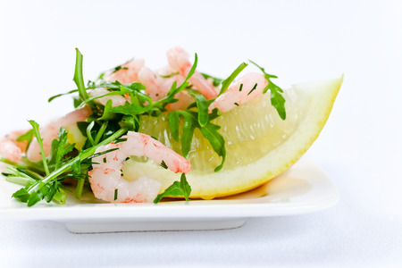  salad with  prawns and lemon sliceの写真素材