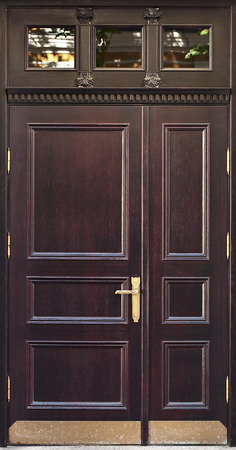 The old wooden door in old Riga , Latviaの写真素材