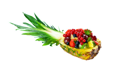 fruits and berries isolated on a white backgroundの写真素材