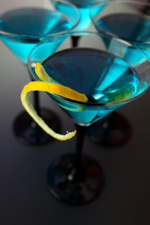 Martini with lemon  , focus on a foregroundの写真素材