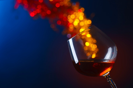 Snifter of brandy on a dark backgroundの写真素材