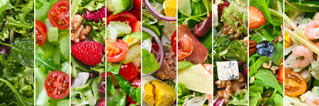 Collage of different salads.Healthy natural food.の写真素材