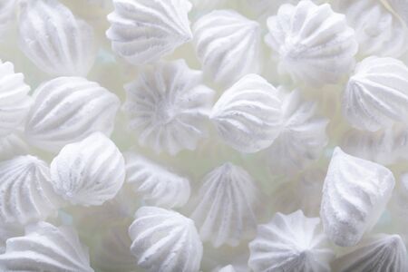 Vanilla meringue cookies, macro shot, selective focus.の写真素材