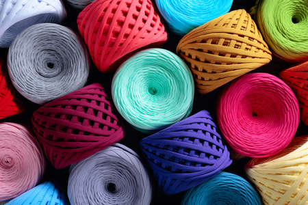Colorful cotton craft threads. Skeins threads for needlework.の写真素材