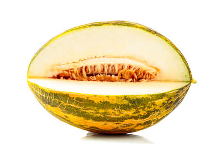 Melon isolated on a white reflective background.の写真素材