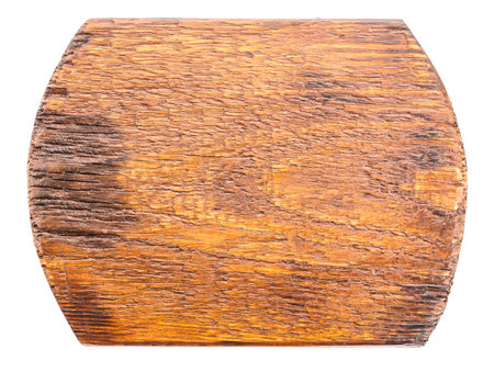 Old wooden cutting board isolated on a white background. Top view.の写真素材