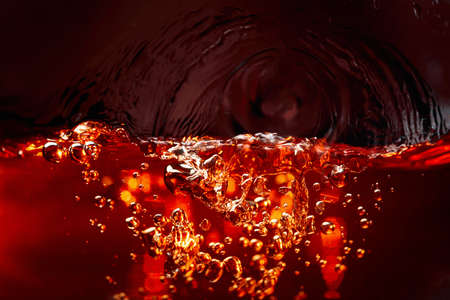 Texture of cooling summer's drink with bubbles. Macro shot.