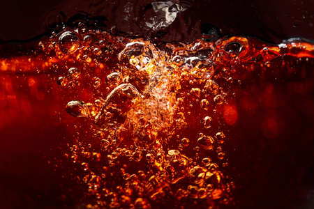 Texture of cooling summer's drink with bubbles. Macro shot.の写真素材