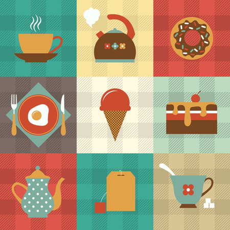 tea and dessert icon setのイラスト素材